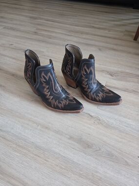 Women's Ariat Black and Brown Western Ankle Boots